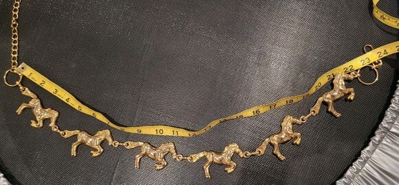 90s Vtg Statement GOLD HORSE Chain Belt / Necklace Anne Klein 2-in-1 Equestrian main image 6